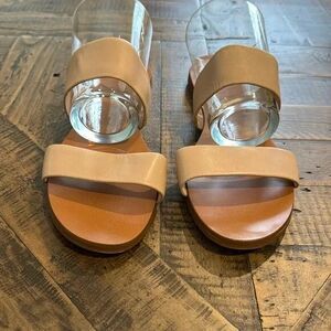 Vince Camuto Light Tan Beige Double Strap Flat Slide Sandals Size 11